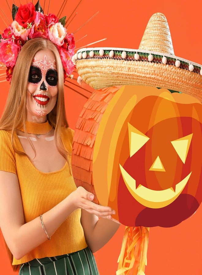 Poen Halloween Pumpkin Piñata for Kids 14 x 9.8 x 2.7 Inch with Stick Blindfold Confetti Hanging Fiestas Decoration Funny Spooky Piñata for Halloween Party Favor Photo Prop Birthday Game Supplies - Image 5